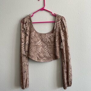 Altar'd State Tan Lace Crop Top